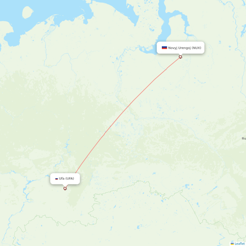 Gazpromavia flights between Novyj Urengoj and Ufa