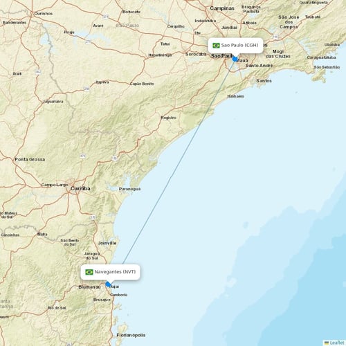 Gol flights between Navegantes and Sao Paulo