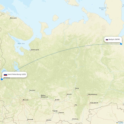 Yamal Airlines flights between Nadym and Saint Petersburg