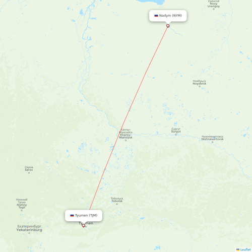 Yamal Airlines flights between Nadym and Tyumen