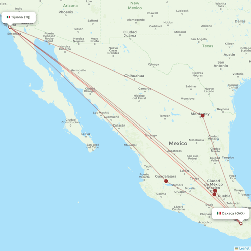 Volaris flights between Oaxaca and Tijuana