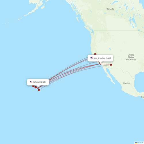 Hawaiian Airlines flights between Kahului and Los Angeles