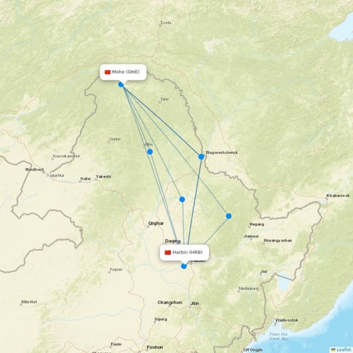 Donghai Airlines flights between Mohe and Harbin