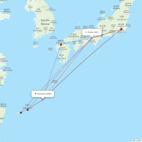 Japan Transocean Air flights between Okinawa and Osaka