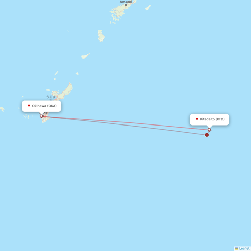 Japan Transocean Air flights between Okinawa and Kitadaito