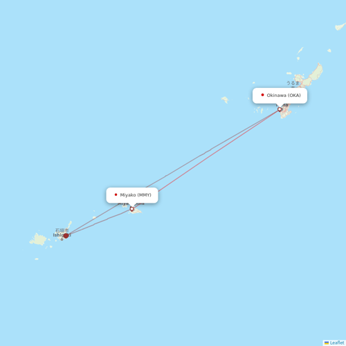 Japan Transocean Air flights between Okinawa and Miyakojima