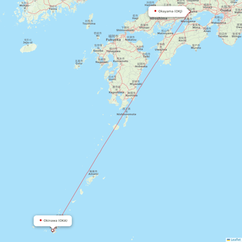 Japan Transocean Air flights between Okinawa and Okayama