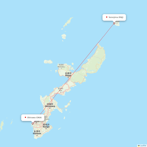 Japan Transocean Air flights between Okinawa and Yoronjima