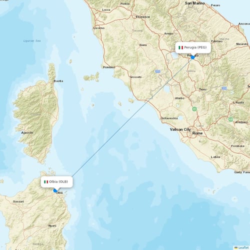 AeroItalia flights between Olbia and Perugia