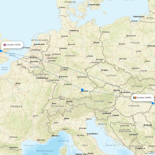 HiSky Europe flights between Oradea and London