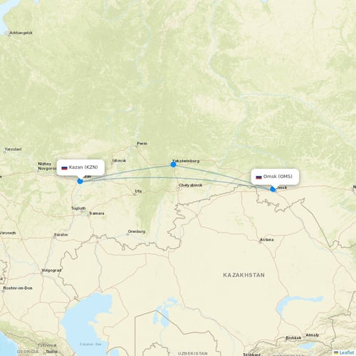 Pegas Fly flights between Omsk and Kazan