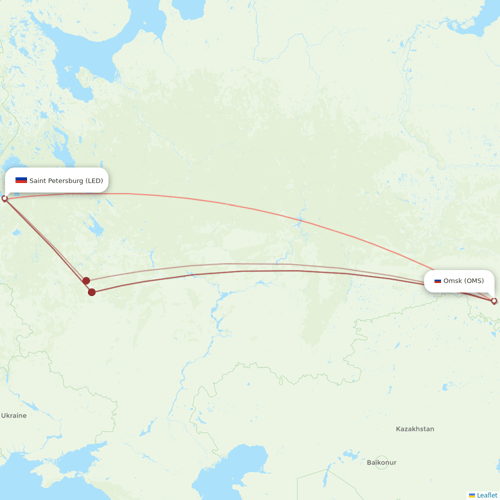 Nordwind Airlines flights between Omsk and Saint Petersburg