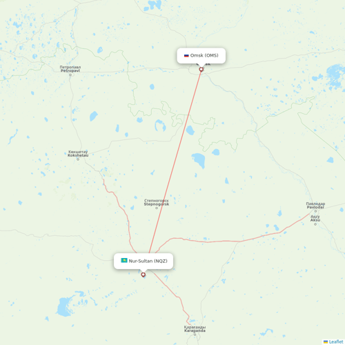 Qazaq Air flights between Omsk and Astana