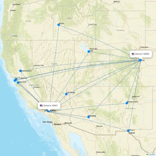 Frontier Airlines flights between Ontario and Denver