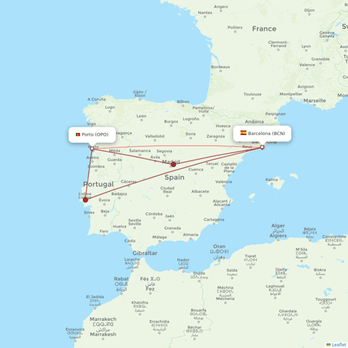 Vueling flights between Porto and Barcelona
