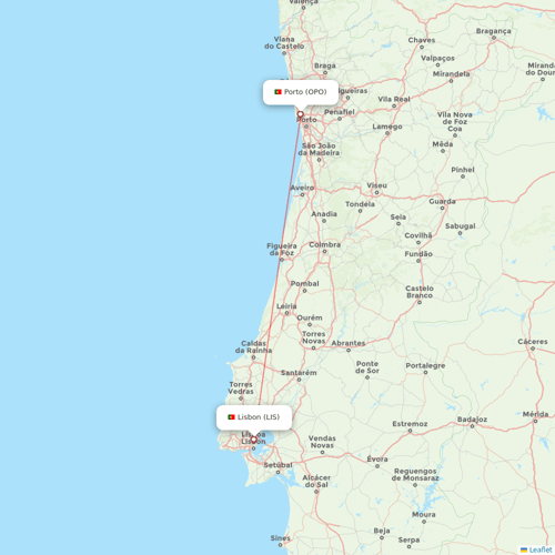 TAP Portugal flights between Porto and Lisbon