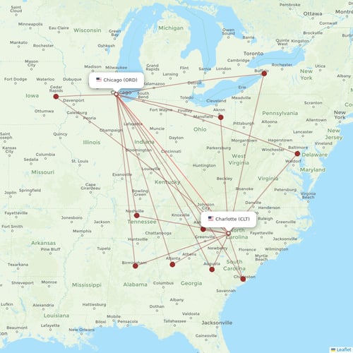 American Airlines flights between Chicago and Charlotte