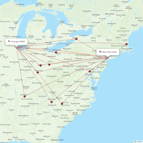 United Airlines flights between Chicago and New York