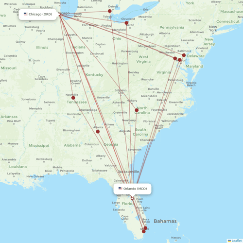 Spirit Airlines flights between Chicago and Orlando