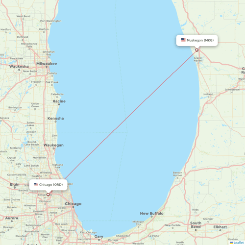 Southern Airways Express flights between Chicago and Muskegon