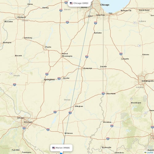 Contour Aviation flights between Chicago and Marion