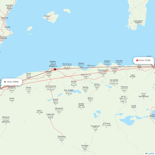 Tunisair flights between Oran and Tunis