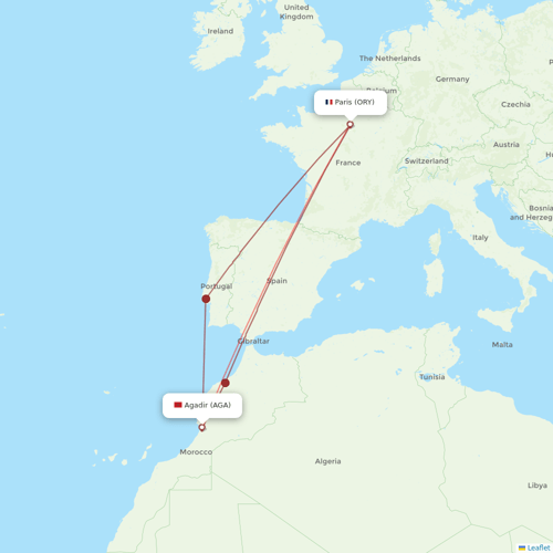 Transavia France flights between Paris and Agadir