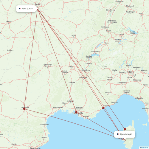 Air Corsica flights between Paris and Ajaccio