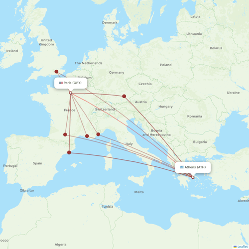 Transavia France flights between Paris and Athens