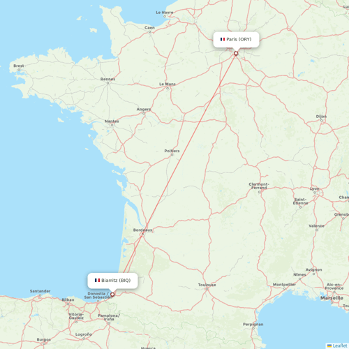 Transavia France flights between Paris and Biarritz