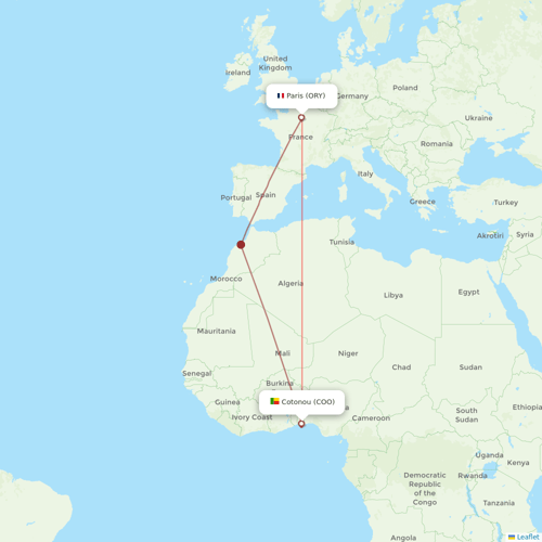 Corsair flights between Paris and Cotonou