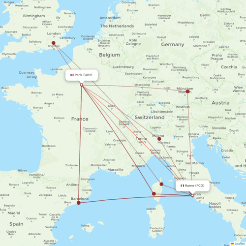 Transavia France flights between Paris and Rome