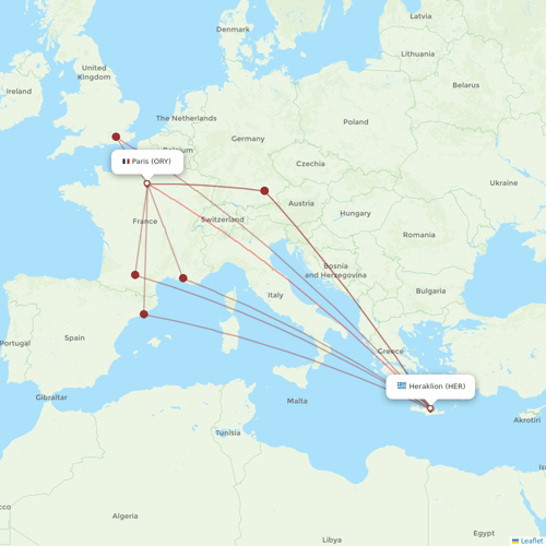 Transavia France flights between Paris and Heraklion