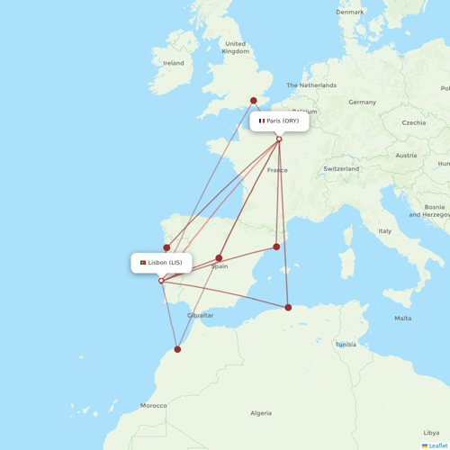 Transavia France flights between Paris and Lisbon