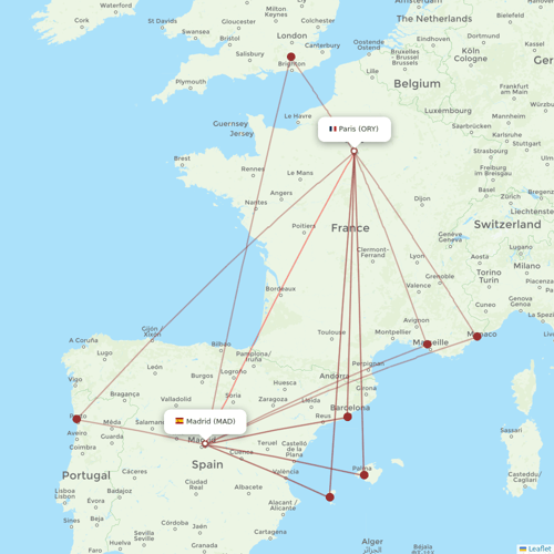 Iberia flights between Paris and Madrid