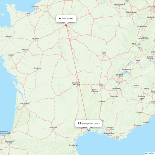 Transavia France flights between Paris and Montpellier