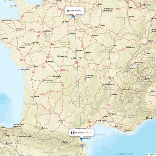 Transavia France flights between Paris and Perpignan