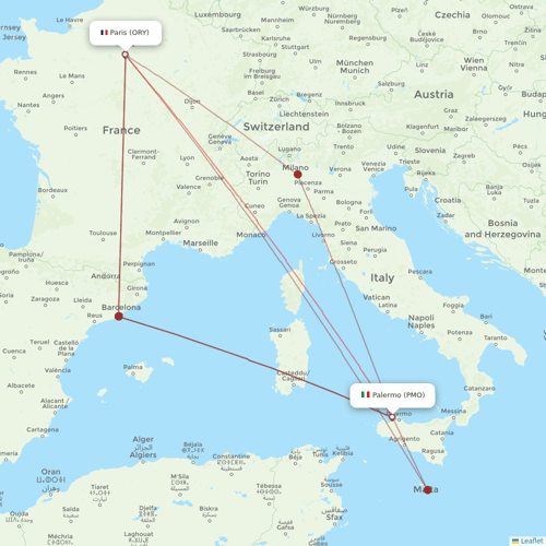 Transavia France flights between Paris and Palermo
