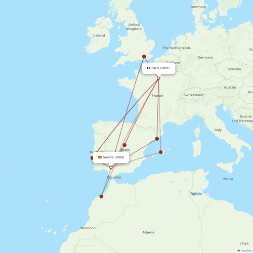 Transavia France flights between Paris and Sevilla