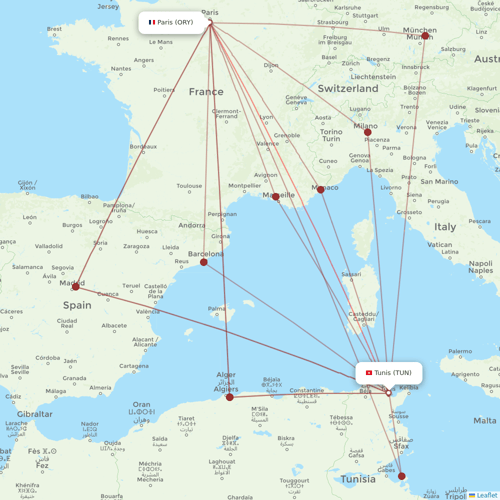 Transavia France flights between Paris and Tunis