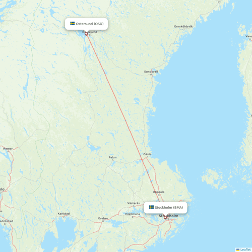 Braathens Regional Airlines flights between Ostersund and Stockholm