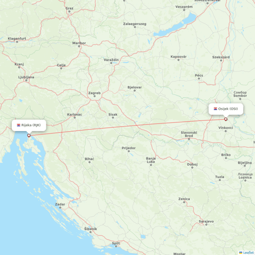 Trade Air flights between Osijek and Rijeka