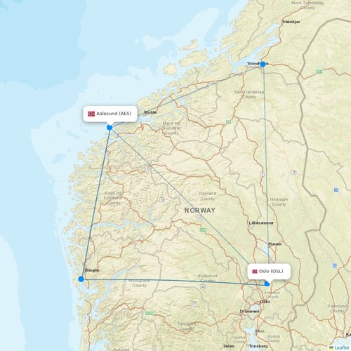 Norwegian Air flights between Oslo and Aalesund