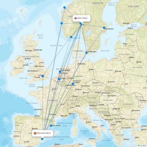 Norwegian Air flights between Oslo and Alicante