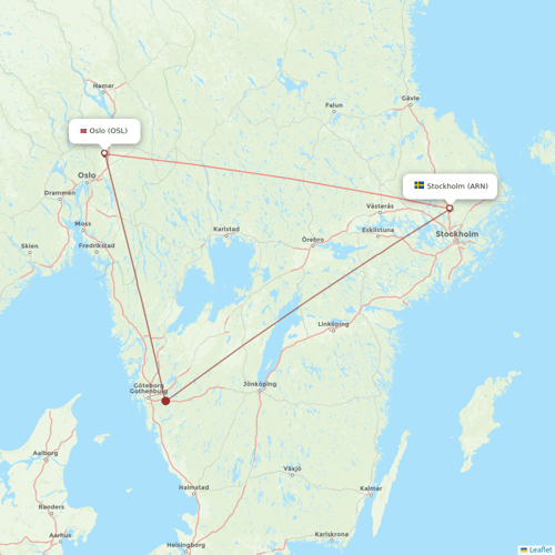 Scandinavian Airlines flights between Oslo and Stockholm