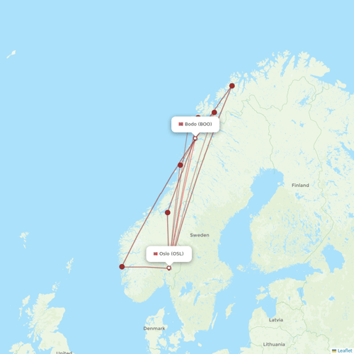 Scandinavian Airlines flights between Oslo and Bodo