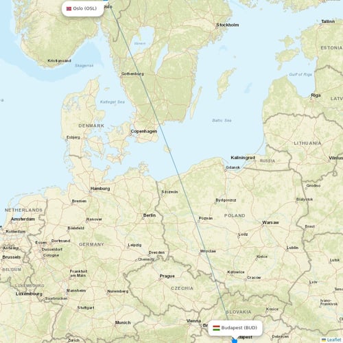 Norwegian Air flights between Oslo and Budapest