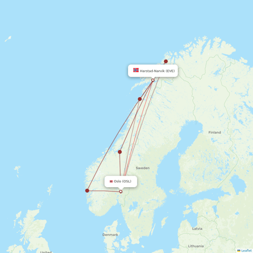 Norwegian Air flights between Oslo and Harstad-Narvik