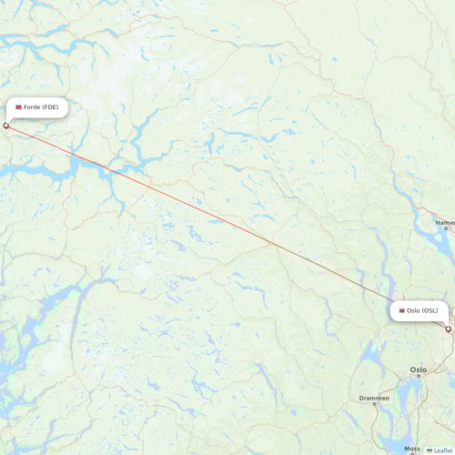 Wideroe flights between Oslo and Forde
