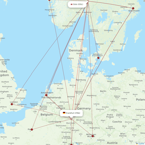 Lufthansa flights between Oslo and Frankfurt